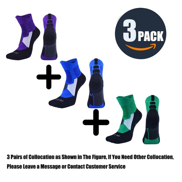 High Quality New Men Outdoor Sports Elite Basketball Socks Men Cycling Socks Compression Socks Cotton Towel Bottom Men's socks