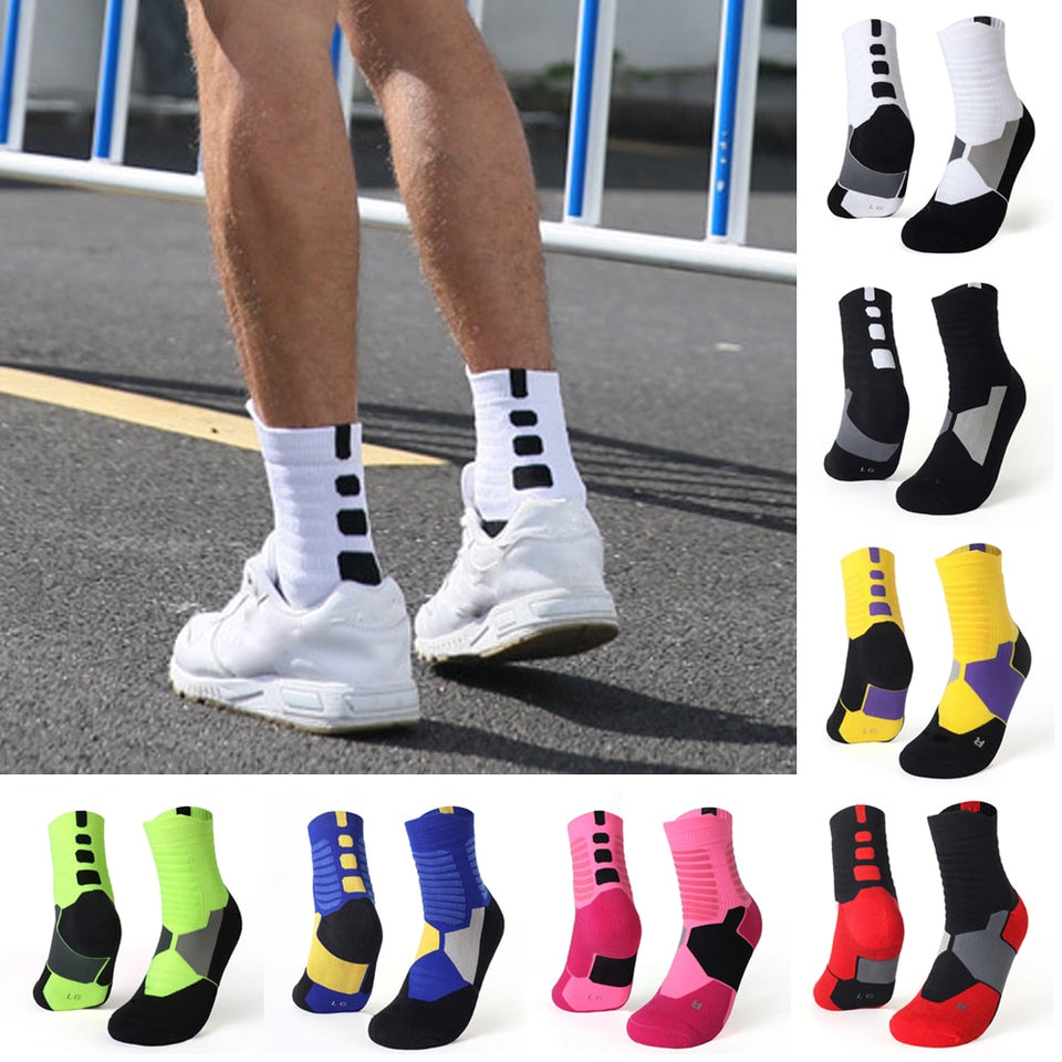 New Men Thermal Sports Socks for Outdoor Cycling Basketball Running Winter Hiking Basket Tennis Non-slip Sports Cotton Socks